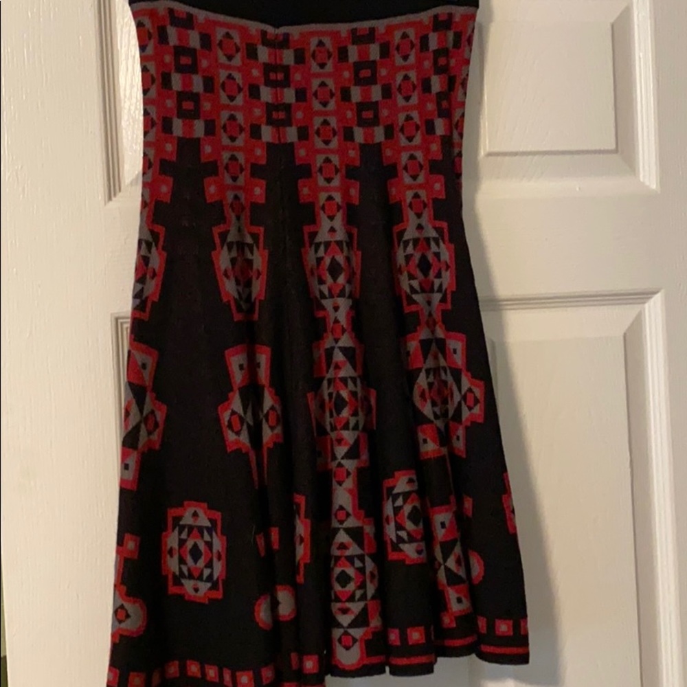 Woven fit and flare skirt, grey, black, & red